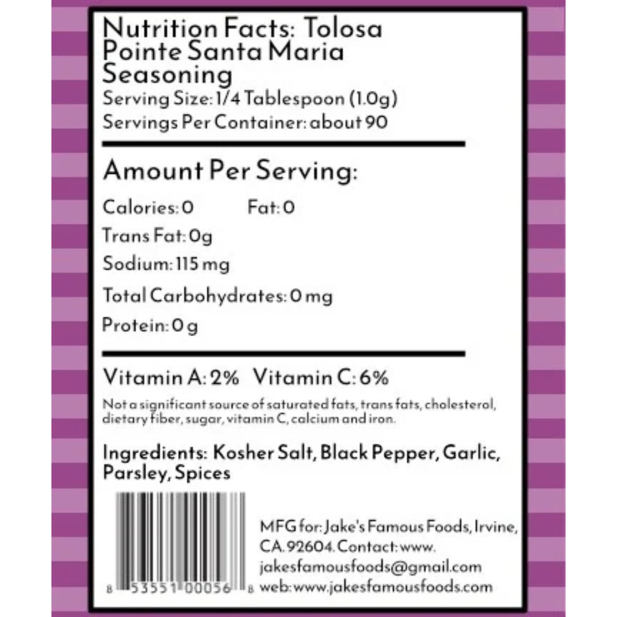 Tolosa Pointe Santa Maria Seasoning | Traditional Style 12 Oz