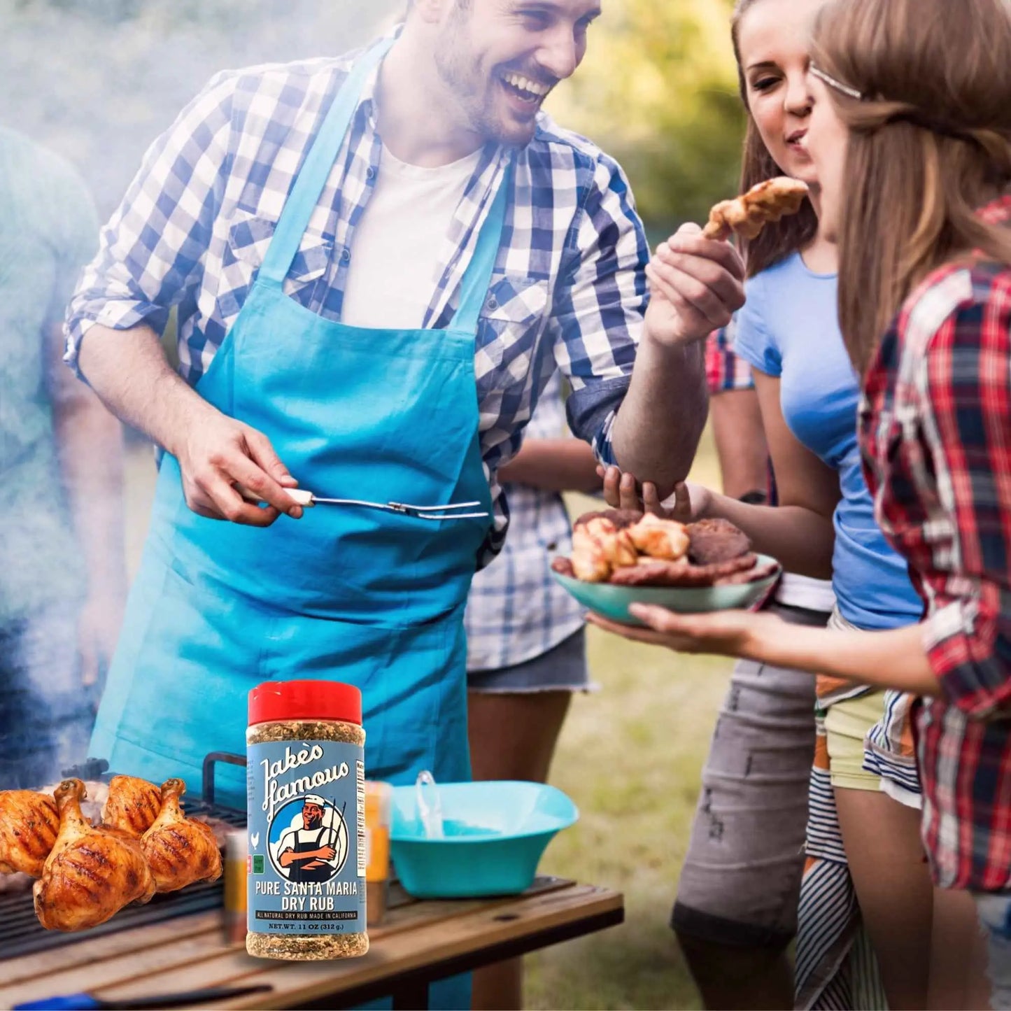 Pure Santa Maria 11 Oz Tri Tip Rub grilling with the family