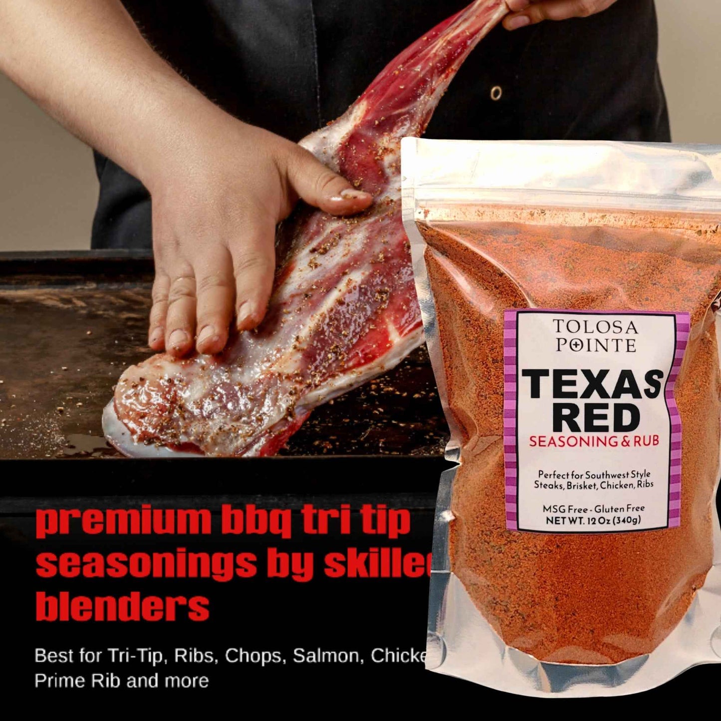 Tolosa Pointe Texas Red Steak Seasoning, Chicken Seasoning 12 Oz