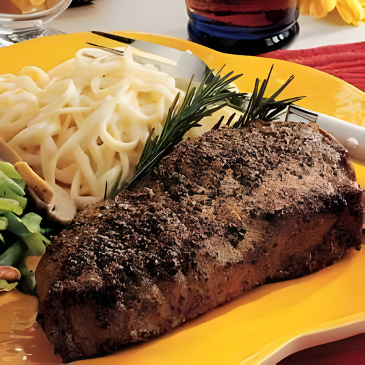 Peppercorn Encrusted Steaks with Ginger and Basil for a Flavorful Meal