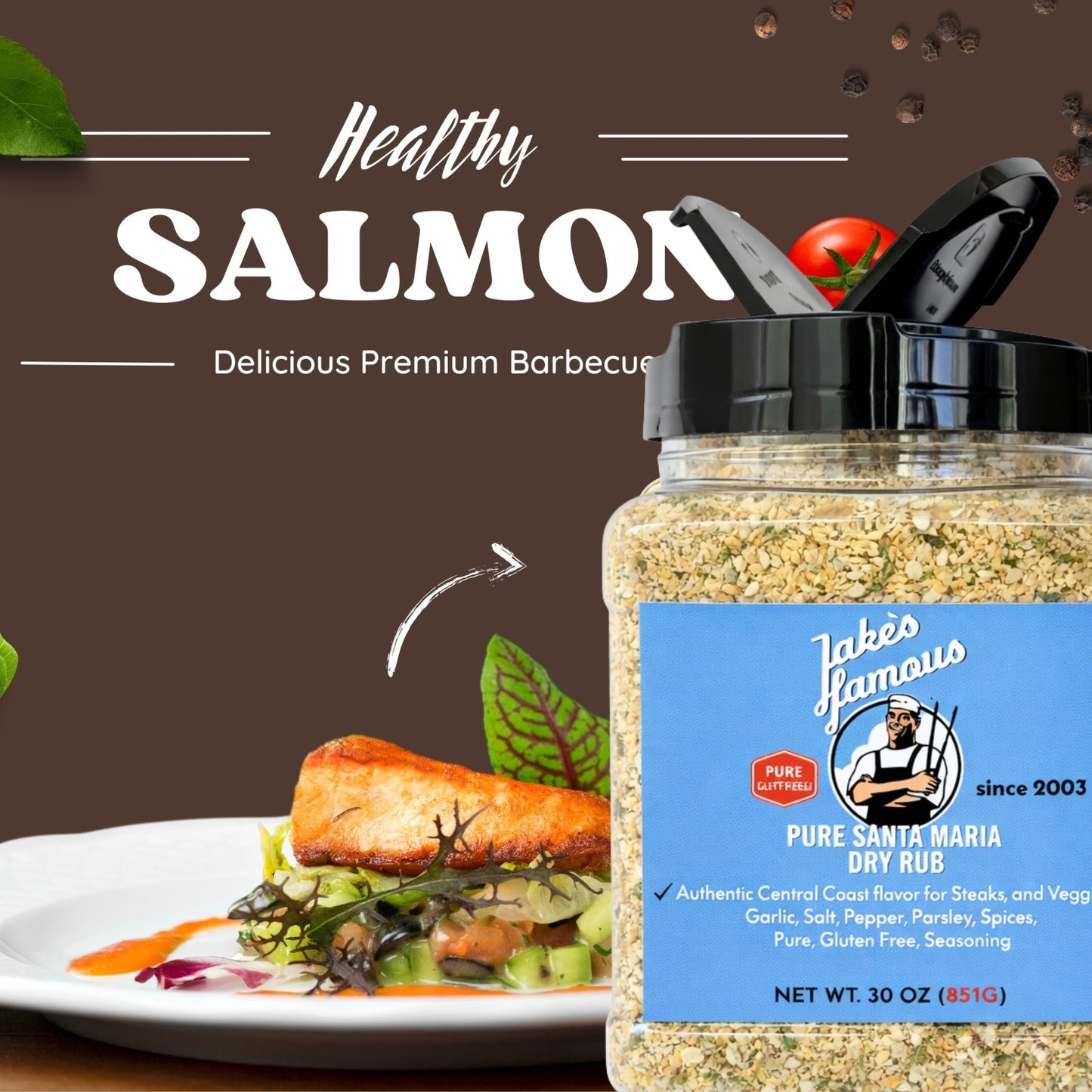 Pure Santa Maria Dry Rub (30 oz) | Authentic Santa Maria Seasoning for Tri Tip & BBQ Jake's Famous Foods