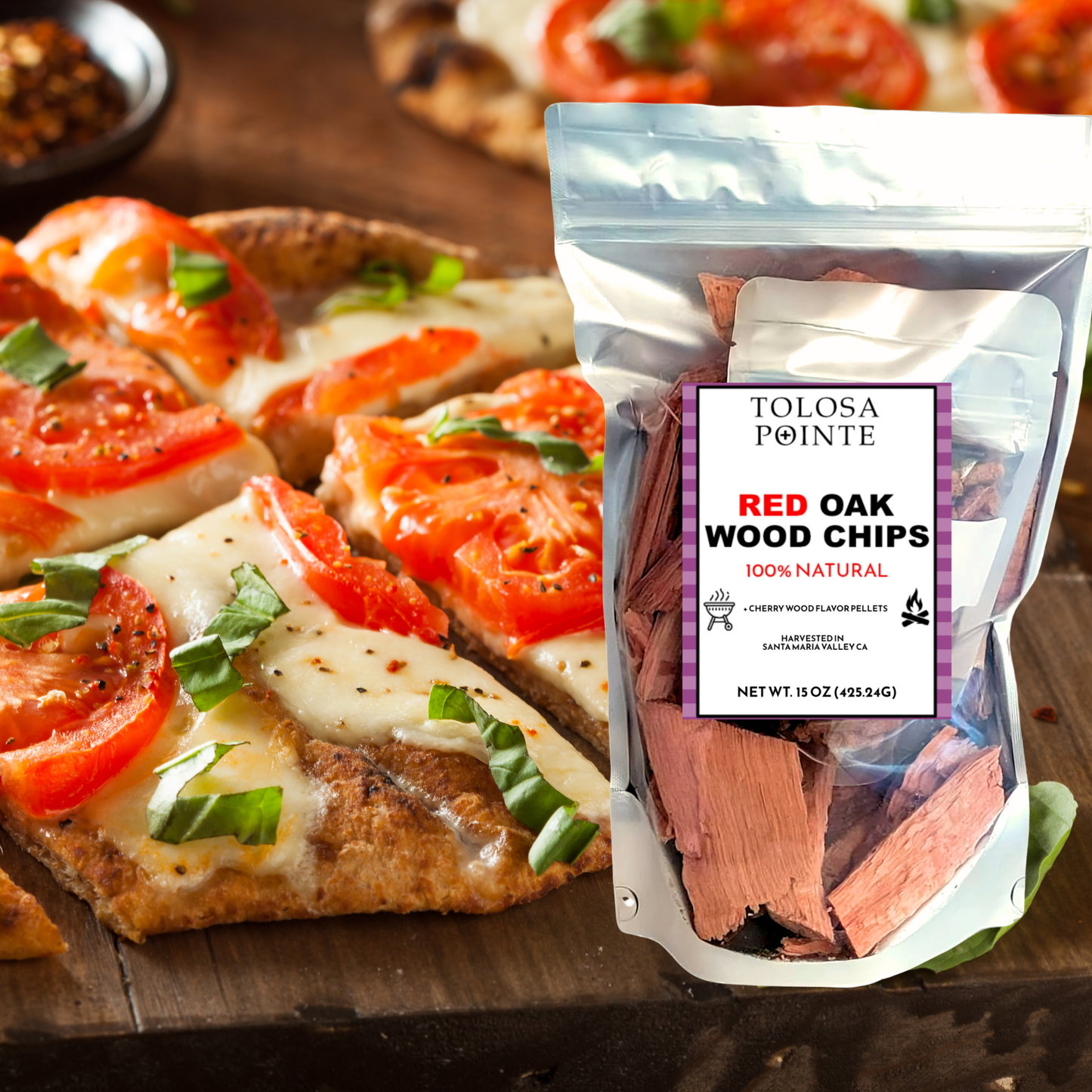 Tolosa Red Oak Wood Chips, Chunks, Flavor Pellets - 15 Oz