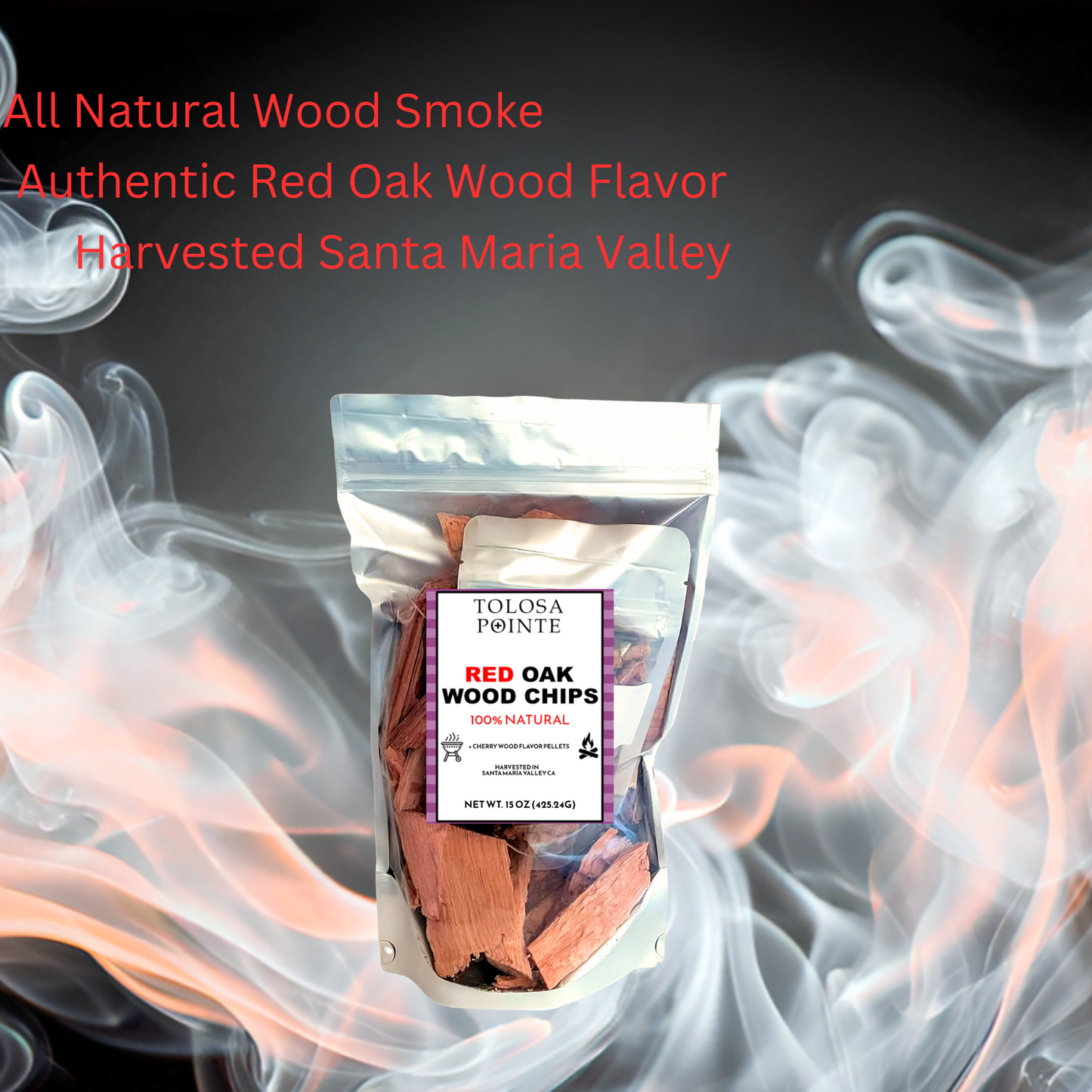 Tolosa Red Oak Wood Chips, Chunks, Flavor Pellets - 15 Oz