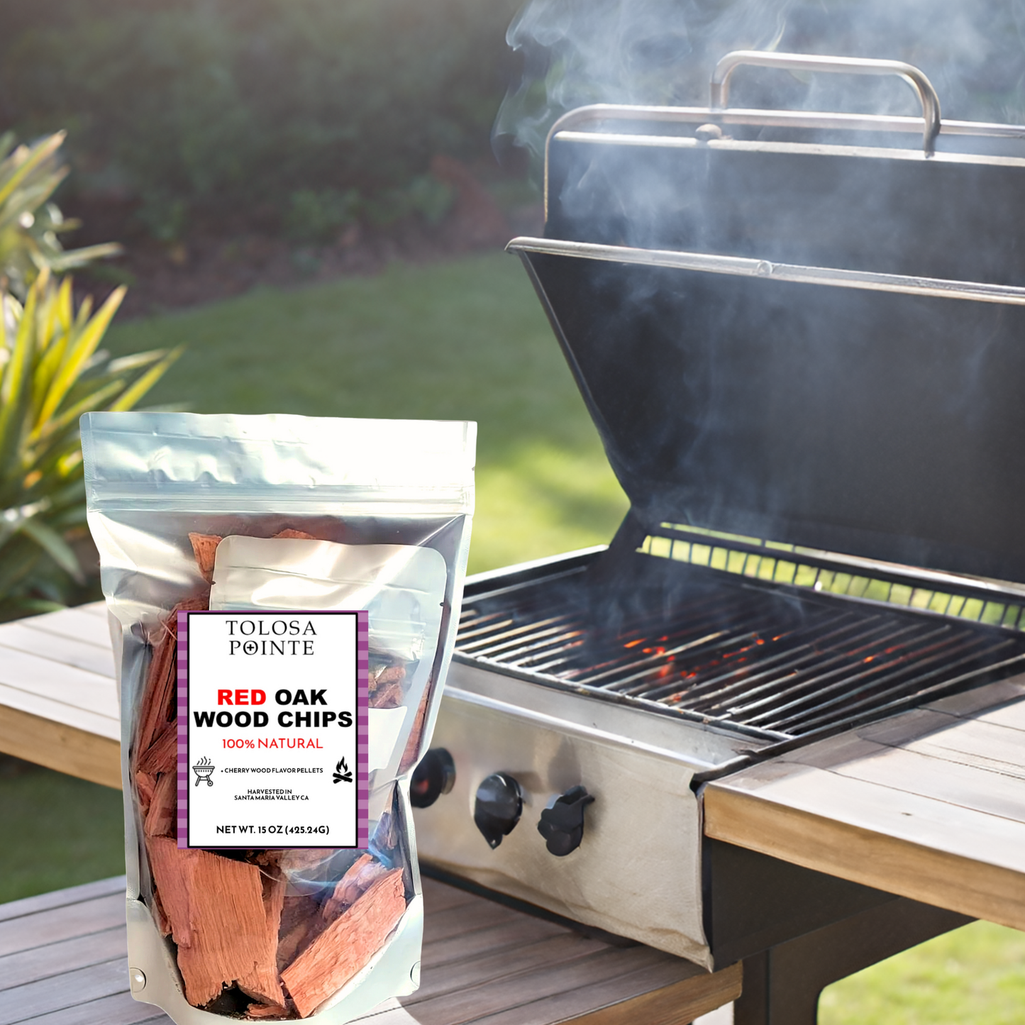 Tolosa Red Oak Wood Chips, Chunks, Flavor Pellets - 15 Oz