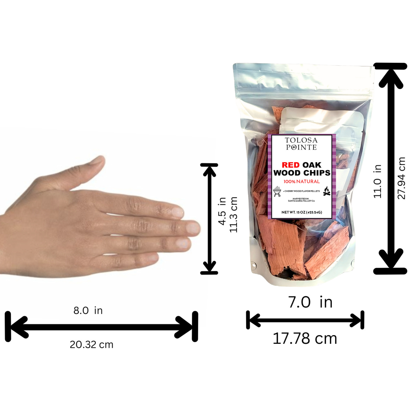 Tolosa Red Oak Wood Chips, Chunks, Flavor Pellets - 15 Oz