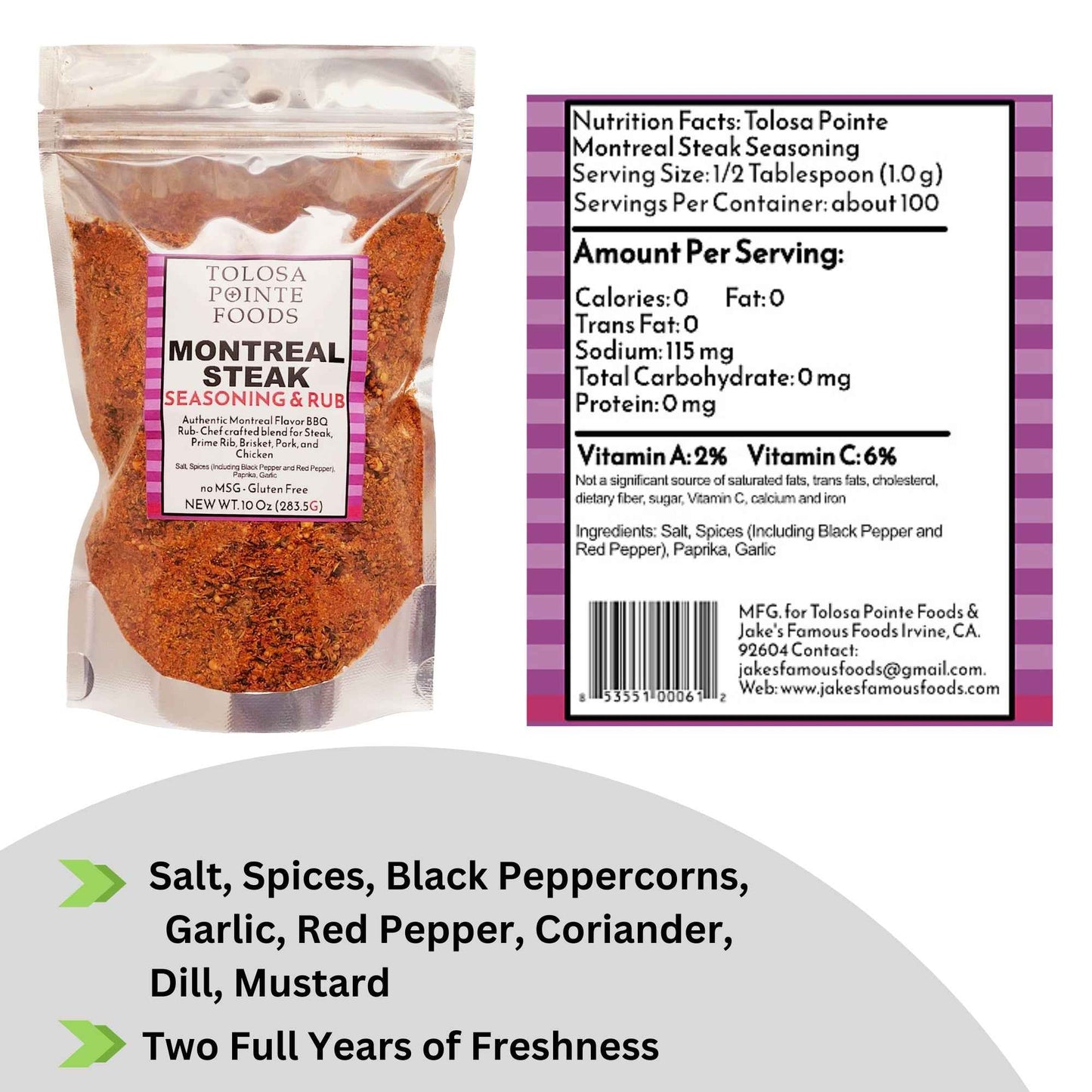 Tolosa Pointe Montreal Seasoning 10 Oz