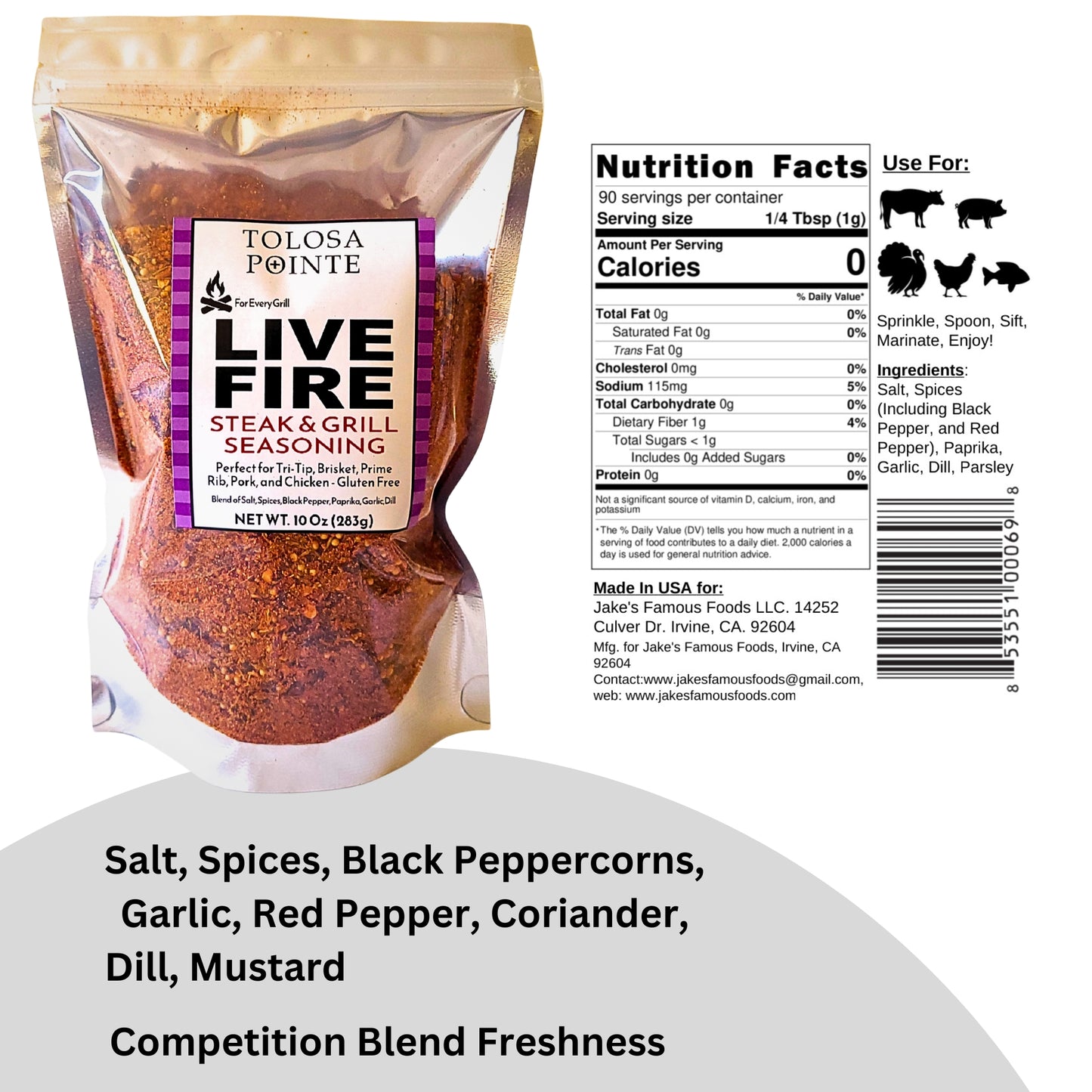 Tolosa Pointe Live Fire Steak & Grill Seasoning 10 Oz