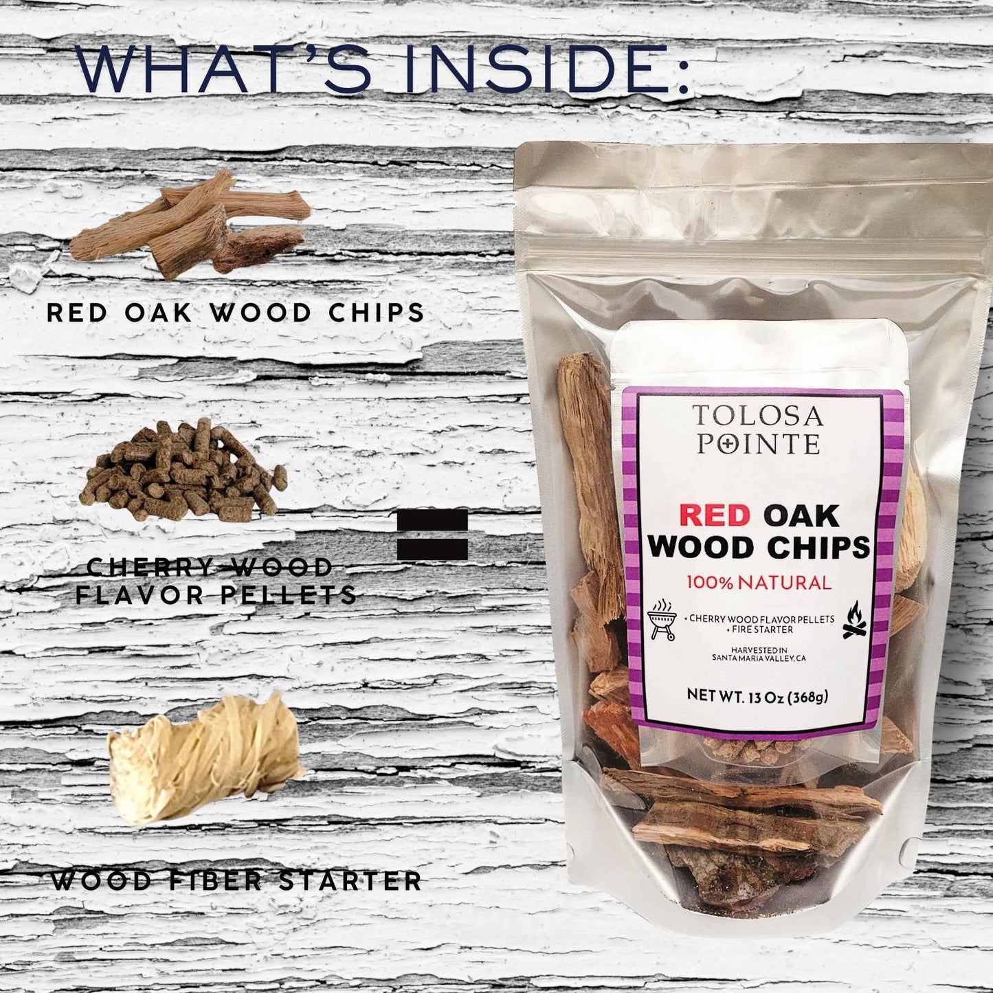 Tolosa Pointe Red Oak Wood Chips Pellets and Starter Bundle 13 Oz