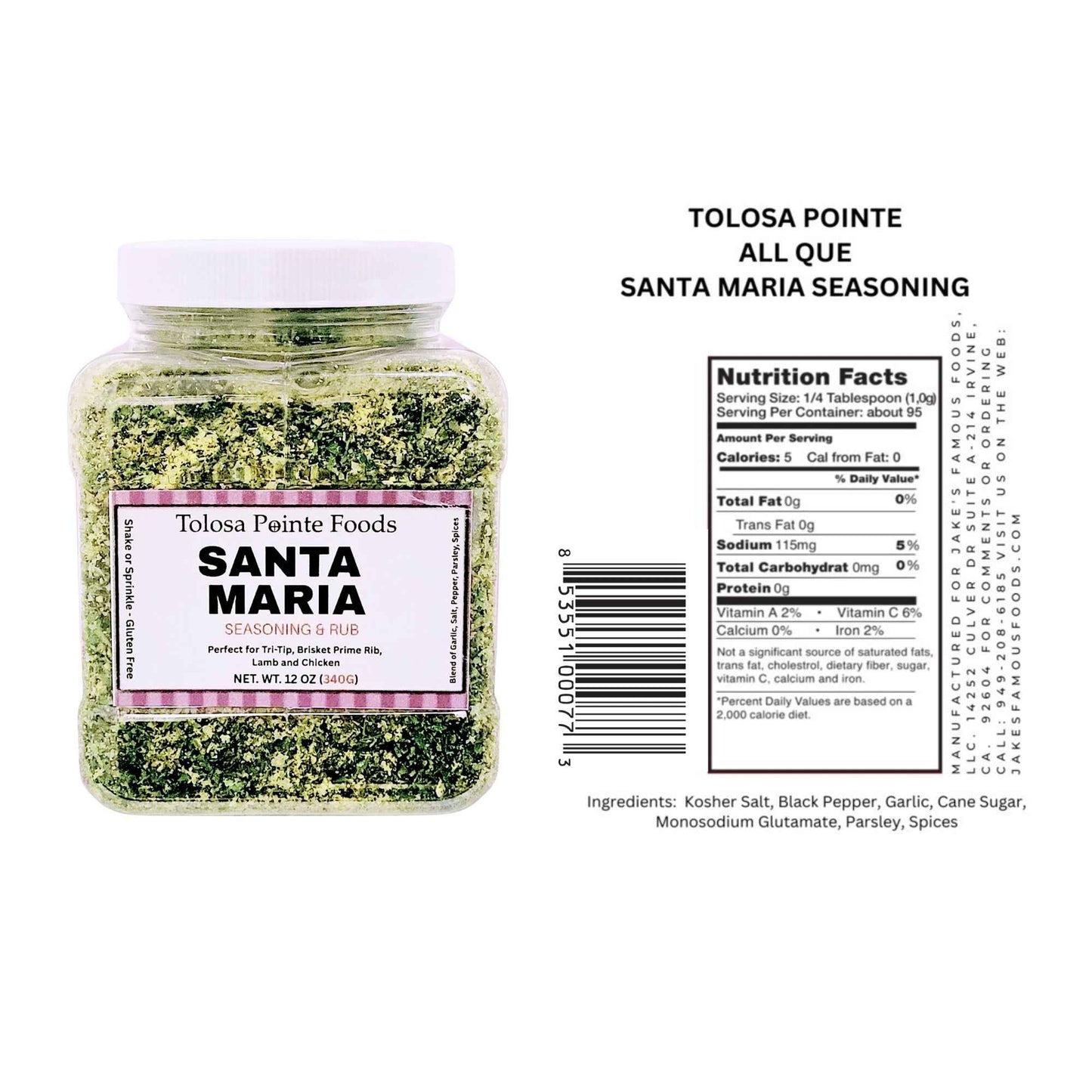 Tolosa Pointe All Que Santa Maria Seasoning Blend 11 Oz