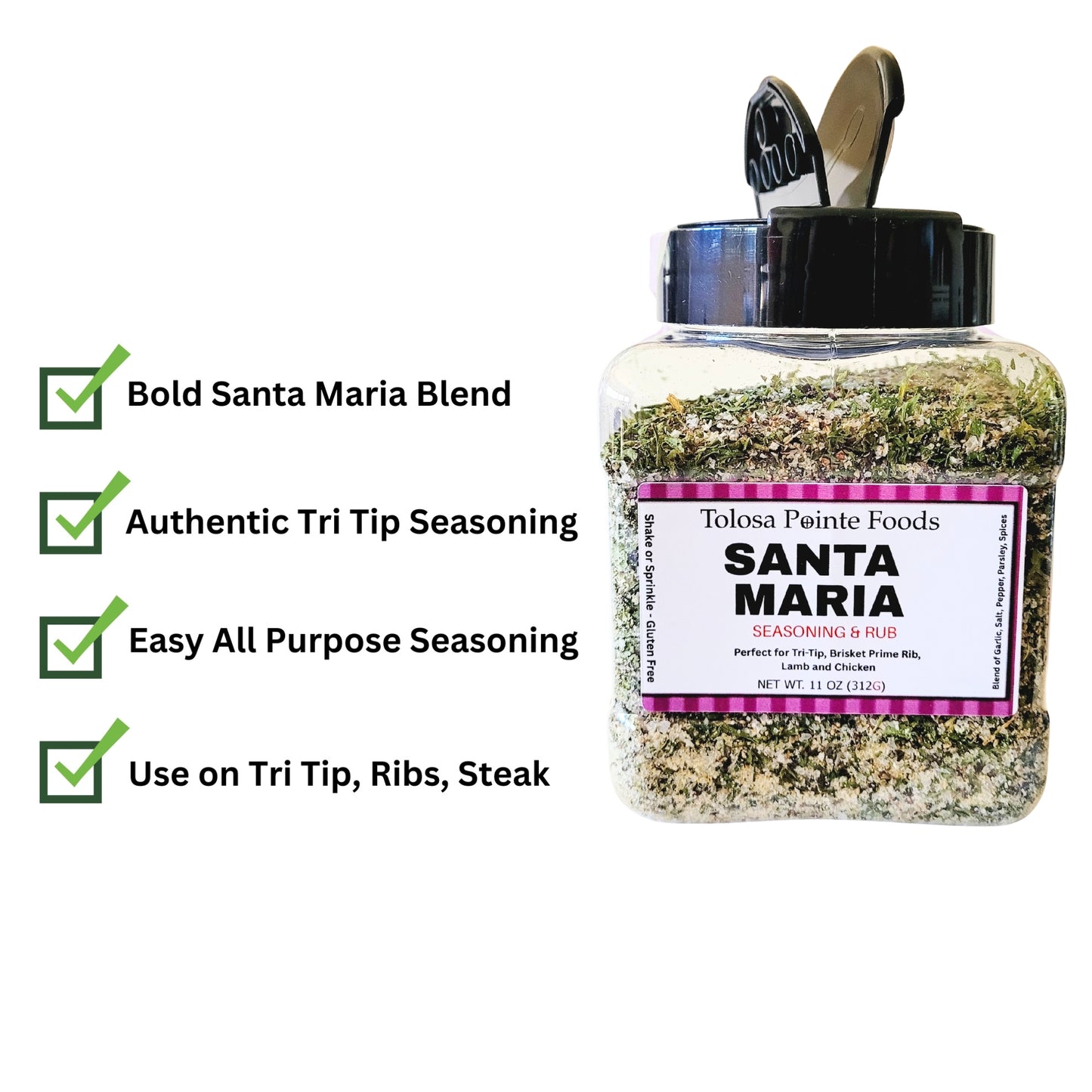 Tolosa Pointe Santa Maria Seasoning (11 oz) | Authentic Santa Maria Tri Tip Seasoning
