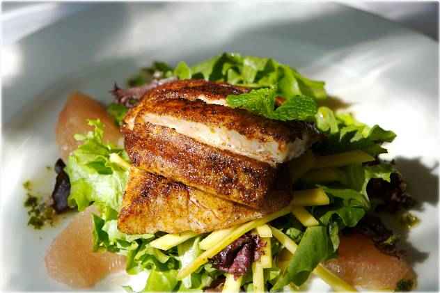 Peppercorn Encrusted Salmon with Ginger Basil Sauce Recipe