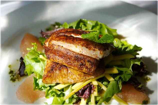 Peppercorn Encrusted Salmon with Ginger Basil Sauce Recipe